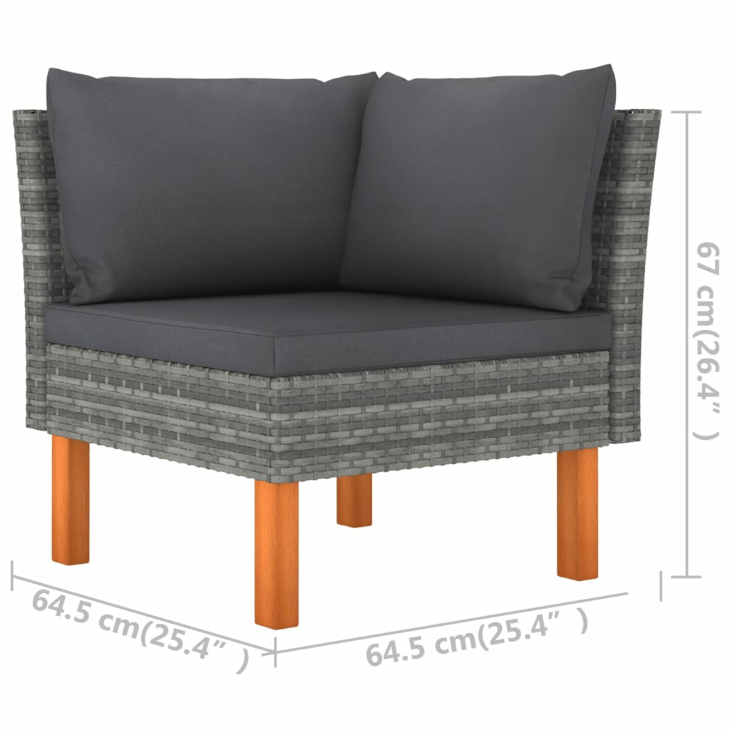 6 Piece Patio Set with Cushions Poly Rattan Gray R55315