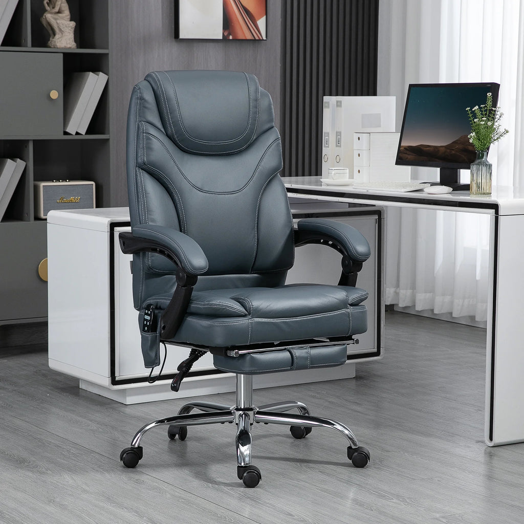 Gray PU Leather Massage Office Chair with Heat R149878