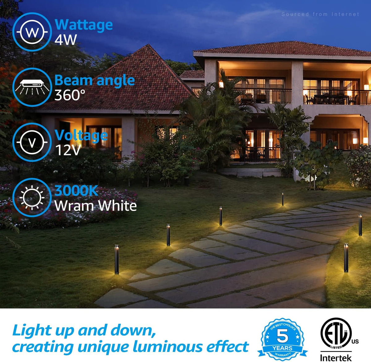 Black 4W LED Pathway Lights, Pack of 6 I288