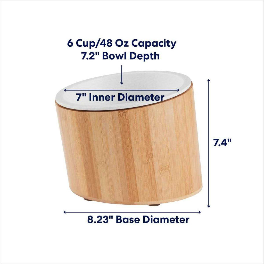 Slanted Non-Skid Elevated Bamboo Melamine Bowl with Stand X249