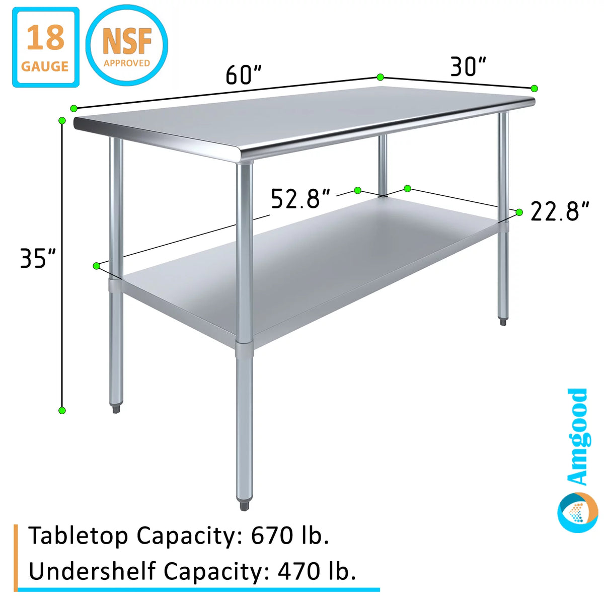 Stainless Steel Work Table with Undershelf X38340