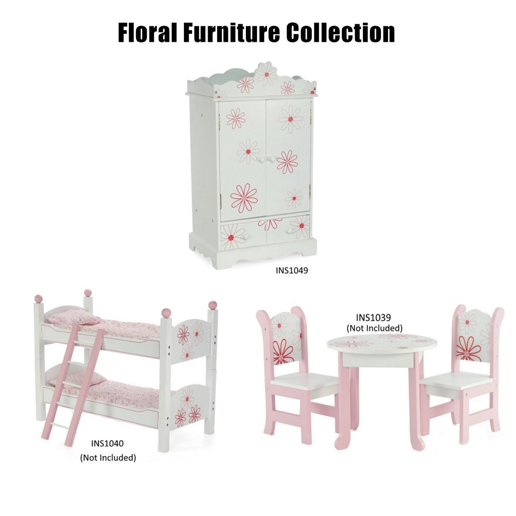 18 Inch Doll Clothes Storage Closet Armoire with 3 Notched Doll Clothes Hangers P37493