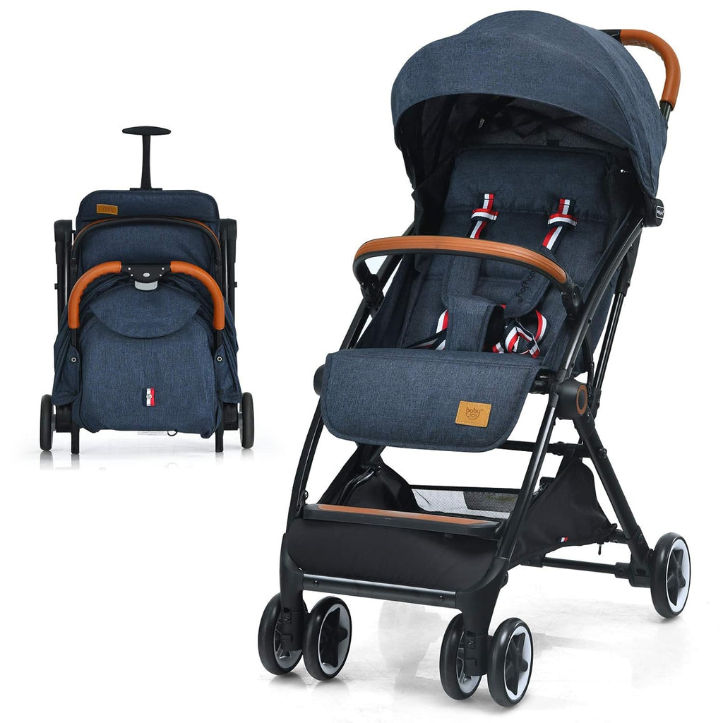 Beige Lightweight Baby Stroller with 5-Point Harness P851925