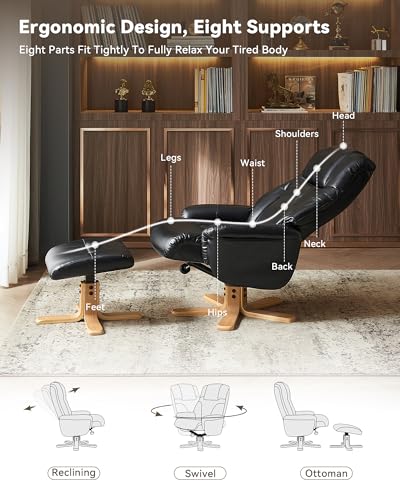 Faux Leather Recliner Chair with Ottoman Q15092